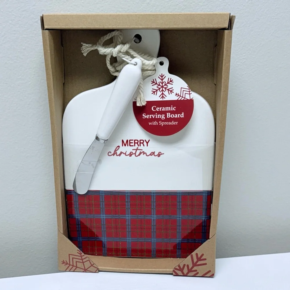 3 for $15 SALE Holiday Ceramic “Merry Christmas” Serving Board with Spreader